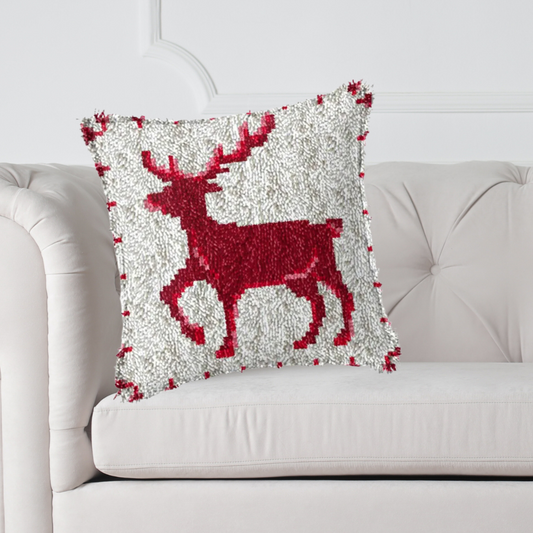 Latch hook kussen rendier - 43 x 43 cm - Hobby en meer  