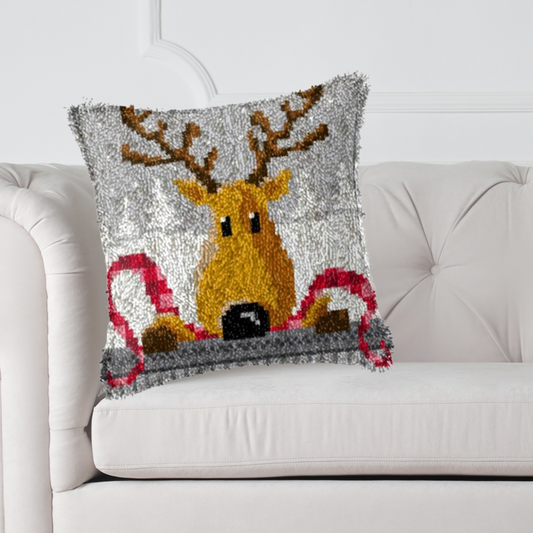 Latch hook kussen rudolf - 43 x 43 cm - Hobby en meer  