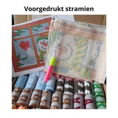 Latch hook kussen sneeuwpop - 43 x 43 cm - Hobby en meer  
