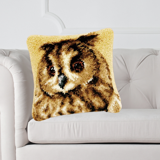 Latch hook kussen uil - 43 x 43 cm - Hobby en meer  