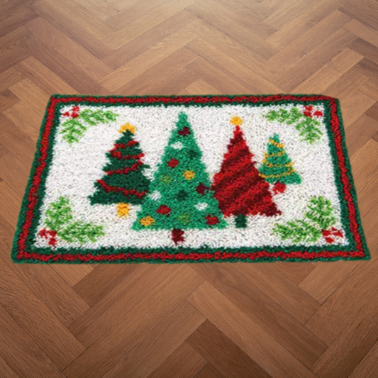 Latch hook mat kerstbomen - 36 x 50 cm - Hobby en meer  