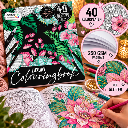 Luxury colouringbook met glitter - 40 designs - 250 gsm