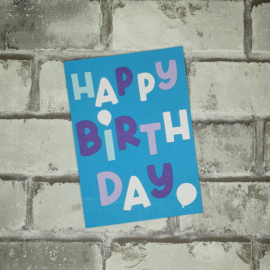 Verjaardag kaartje - Happy birthday - Blauw